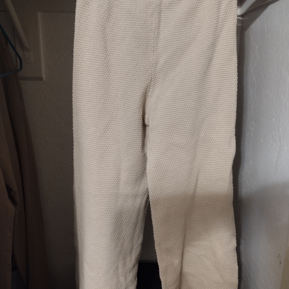 Free People Cream Textured Knit Pants
